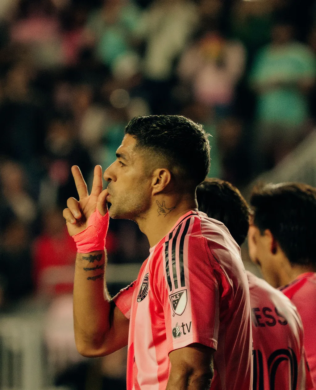 Luis Suarez doing his signature celebration