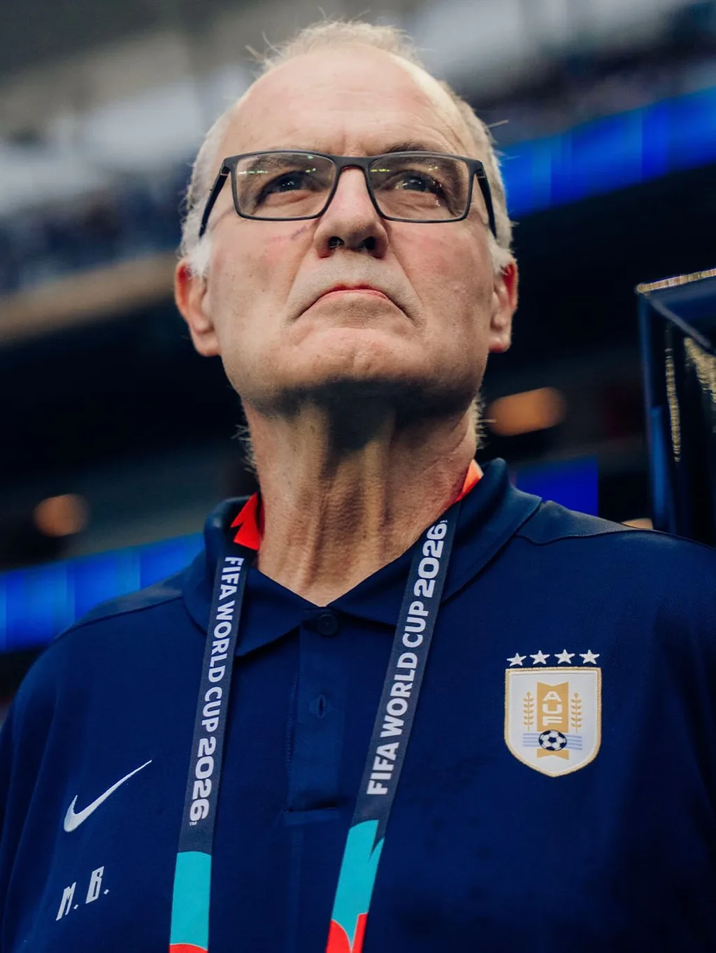 Uruguay head coach Marcelo Bielsa on the touchline